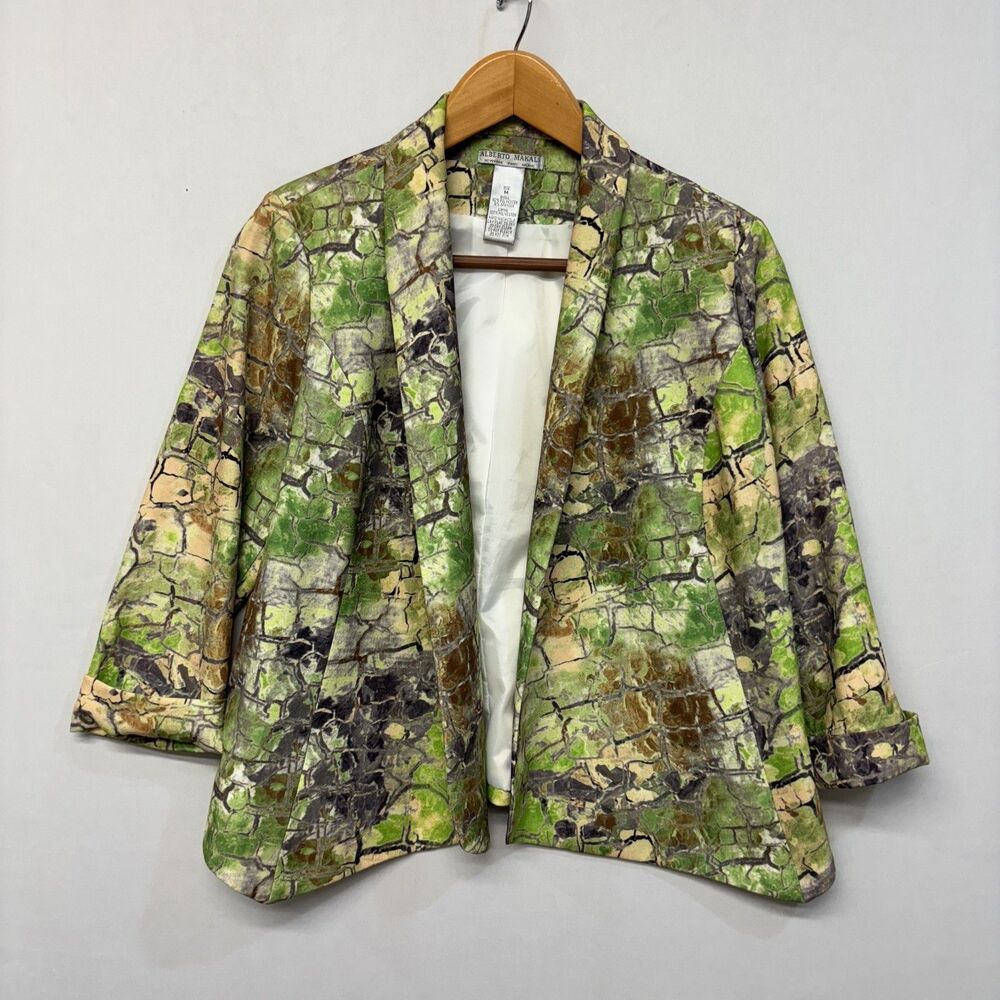 Alberto Makali Women 3/4 Sleeves Open Front Blazer Jacket Size Medium C054 -12